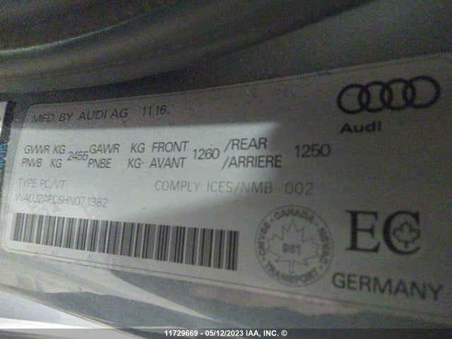 WAUJ2AFC6HN071382 Audi A6 Quattro Prog/technik S Ln
