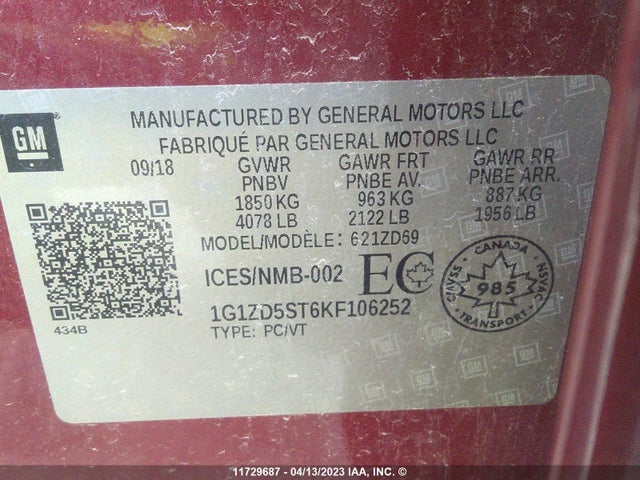 Chevrolet MALIBU LT 2019 1G1ZD5ST6KF106252 Image 9