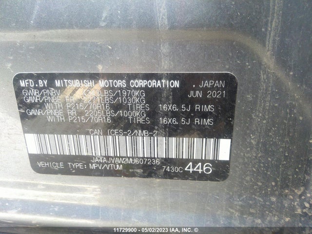 JA4AJVAW2MU607236 Mitsubishi Rvr Se/sel/le/gt