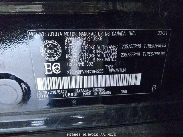 Toyota Rav4 Limited 2021 2T3D1RFV7MC194955 Image 9