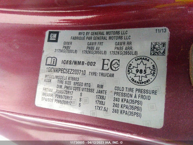 Chevrolet Silverado K1500 2014 1GCNKPEC5EZ203710 Image 9