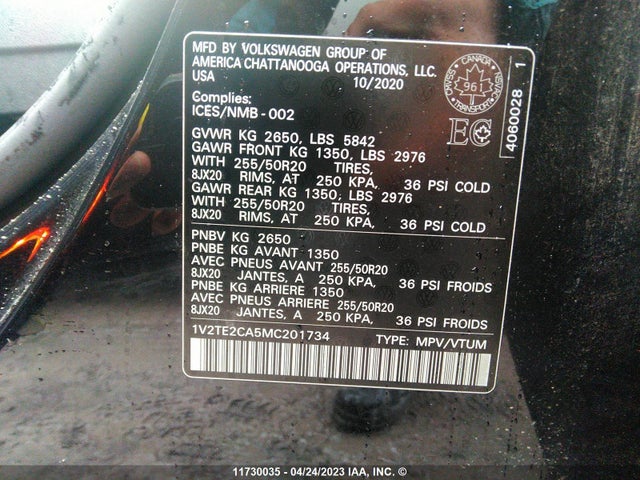 1V2TE2CA5MC201734 Volkswagen Atlas Cross Sport Se
