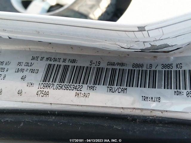1C6RR7LG5KS653422 RAM 1500 Classic Slt
