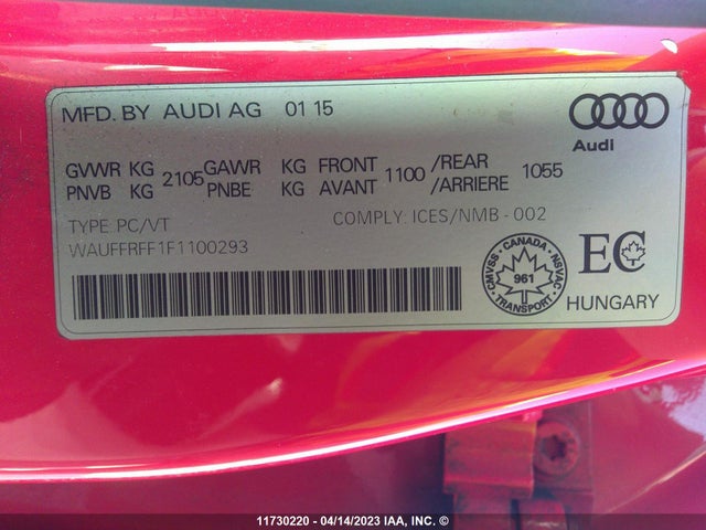 WAUFFRFF1F1100293 Audi S3