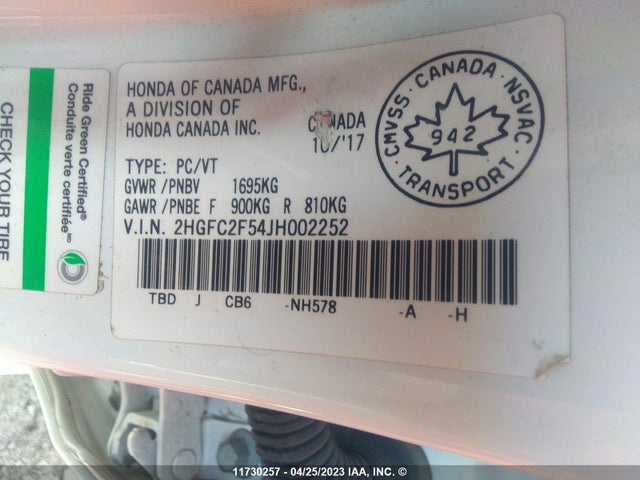 Honda Civic Lx 2018 2HGFC2F54JH002252 Image 11