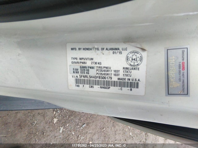 Honda ODYSSEY EX 2015 5FNRL5H40FB506179 Image 10