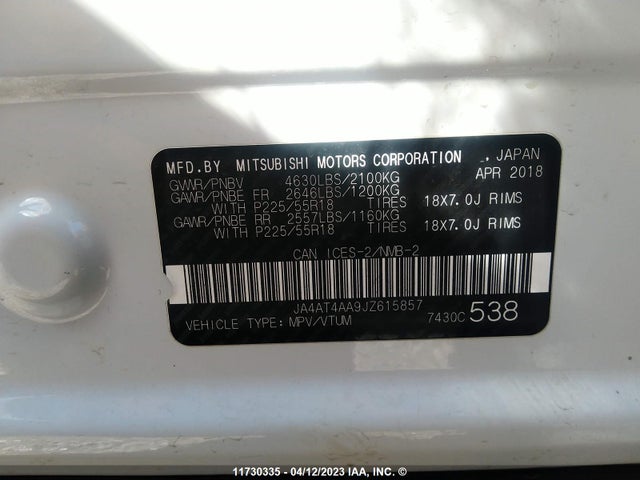 JA4AT4AA9JZ615857 Mitsubishi Eclipse