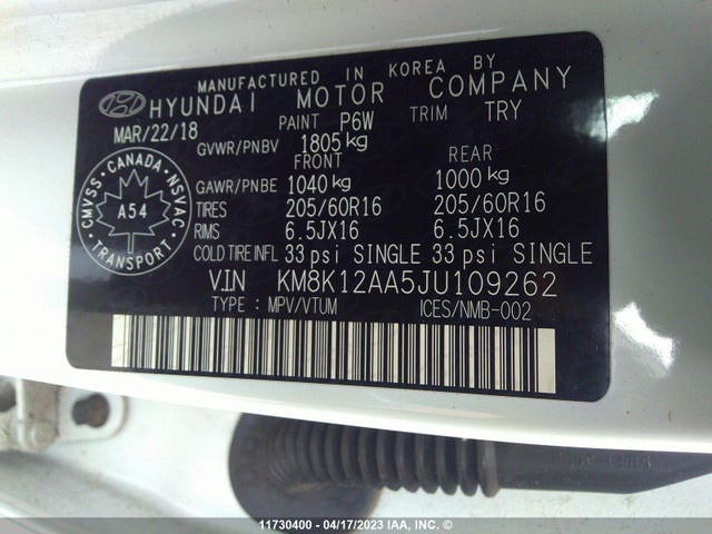 Hyundai Kona Se 2018 KM8K12AA5JU109262 Image 11