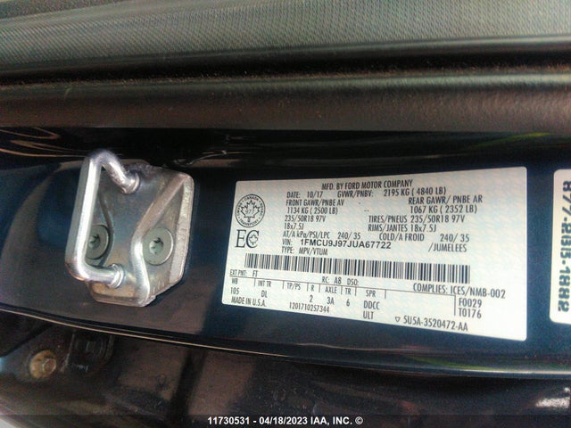 Ford Escape Titanium 2018 1FMCU9J97JUA67722 Image 10