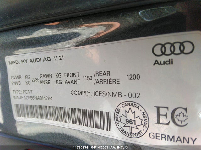 WAUEACF56NA014264 Audi A5 Prestige 45