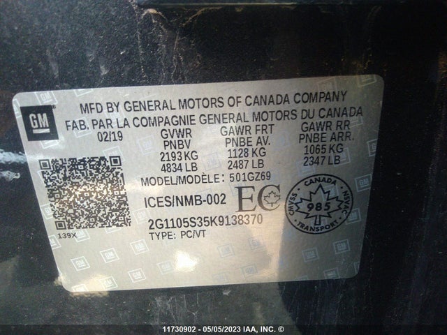 Chevrolet Impala Premier 2019 2G1105S35K9138370 Image 11