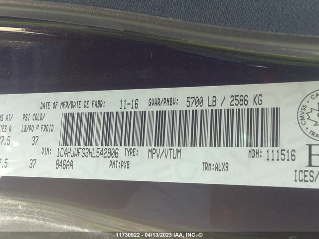 1C4HJWFG3HL542906 Jeep Wrangler Unlimited Rubicon