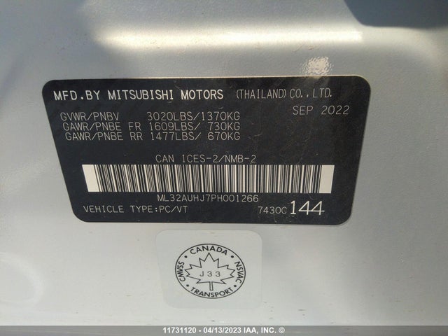 ML32AUHJ7PH001266 Mitsubishi Mirage