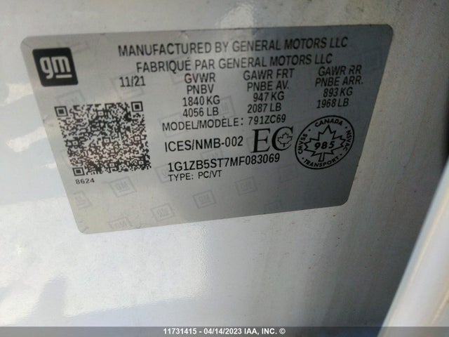 Chevrolet MALIBU LS 2021 1G1ZB5ST7MF083069 Image 9