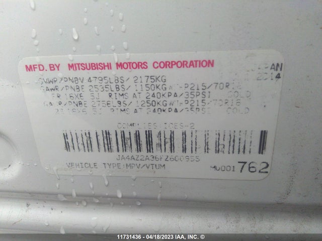 JA4AZ2A36FZ600955 Mitsubishi Outlander Es