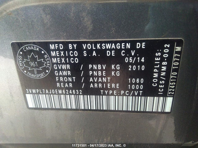 3VWPL7AJ0EM624632 Volkswagen JETTA TDI