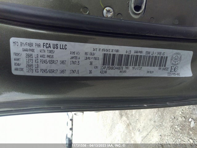 1C4PJMBX8KD440878 Jeep Cherokee Trailhawk