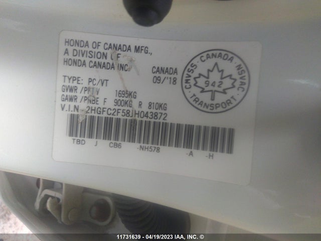 Honda Civic Lx 2018 2HGFC2F58JH043872 Image 11