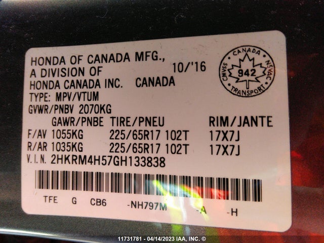 Honda CR-V EX 2016 2HKRM4H57GH133838 Image 9