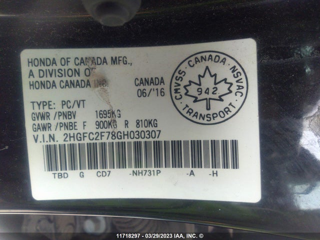 Honda Civic Ex 4dr 2016 2HGFC2F78GH030307 Image 10