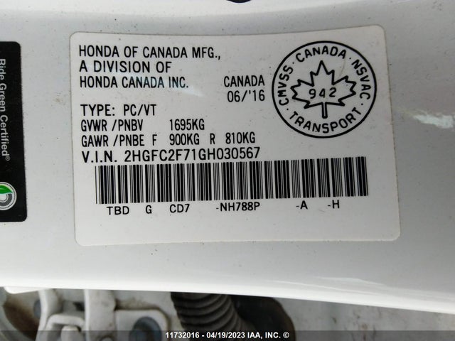 Honda k20c2 2016 2HGFC2F71GH030567 Image 25