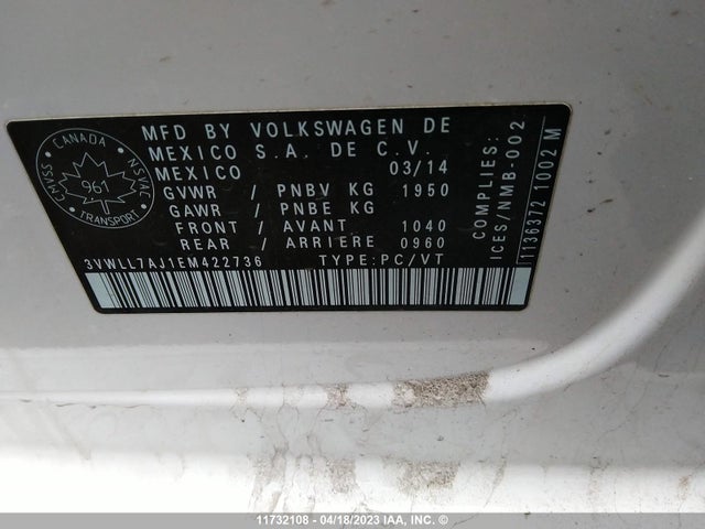 3VWLL7AJ1EM422736 Volkswagen JETTA TDI