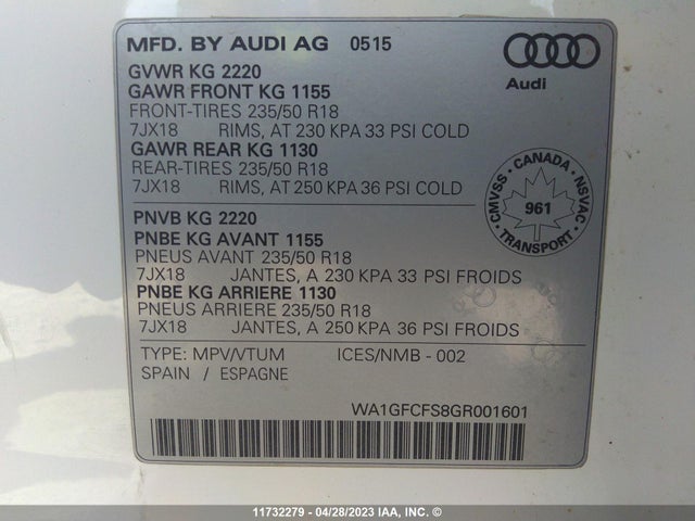 WA1GFCFS8GR001601 Audi Q3 Prestige