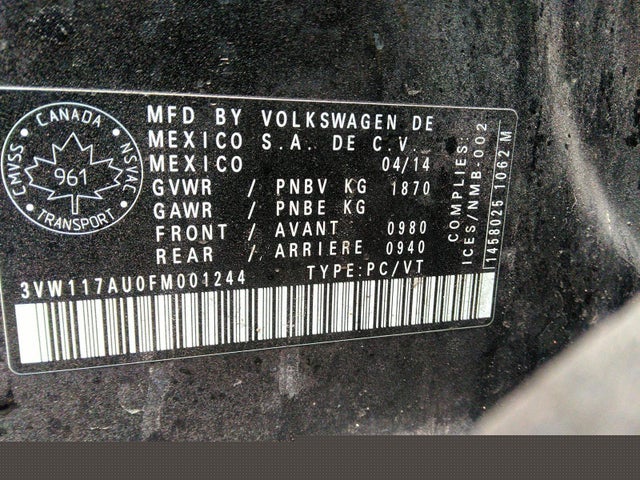 3VW117AU0FM001244 Volkswagen GOLF