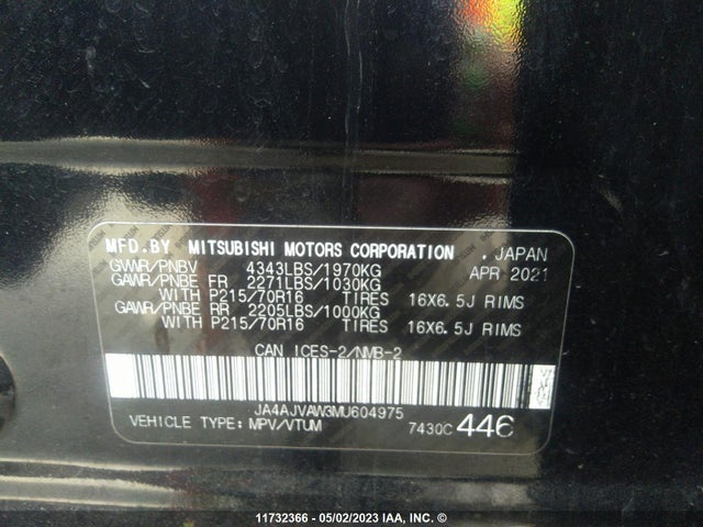 JA4AJVAW3MU604975 Mitsubishi Rvr Se/sel/gt/le