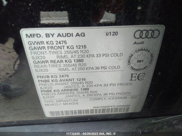 WA1ENAFY1L2058499 Audi Q5 Titanium Premium Plus