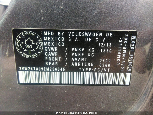 3VW2K7AJ9EM256545 Volkswagen JETTA S