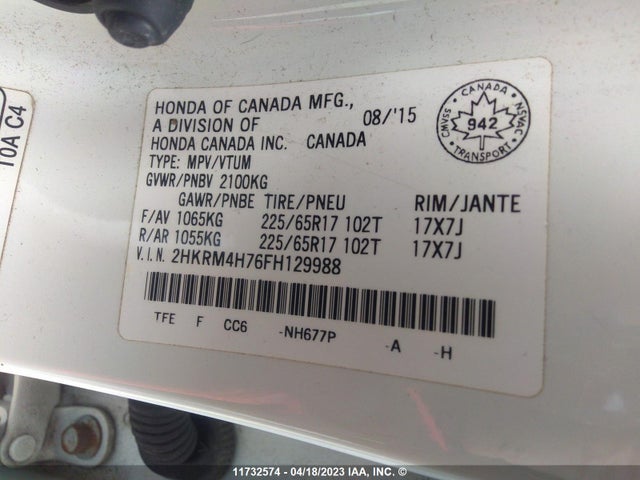 Honda Cr-v Ex-l 2015 2HKRM4H76FH129988 Image 9