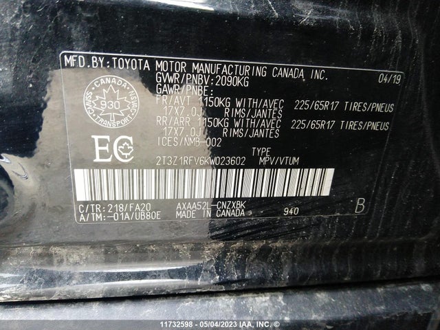 Toyota RAV4 LE 2019 2T3Z1RFV6KW023602 Image 11