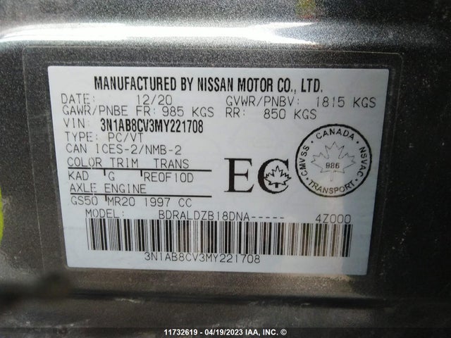 Nissan SENTRA SV 2021 3N1AB8CV3MY221708 Image 11