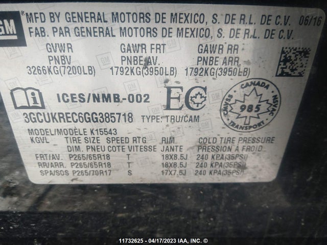 Chevrolet Silverado 1500 Lt 2016 3GCUKREC6GG385718 Image 9