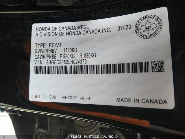 Honda Civic Sedan Lx 2020 2HGFC2F52LH024379 Image 10
