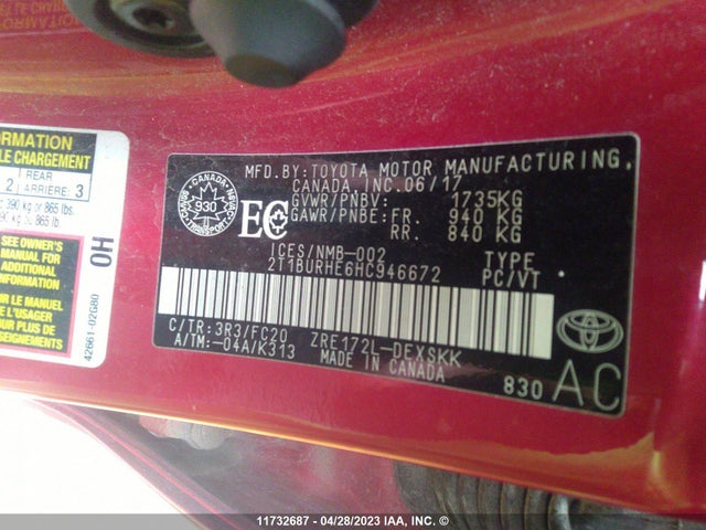 Toyota Corolla Ce/se/le 2017 2T1BURHE6HC946672 Image 9