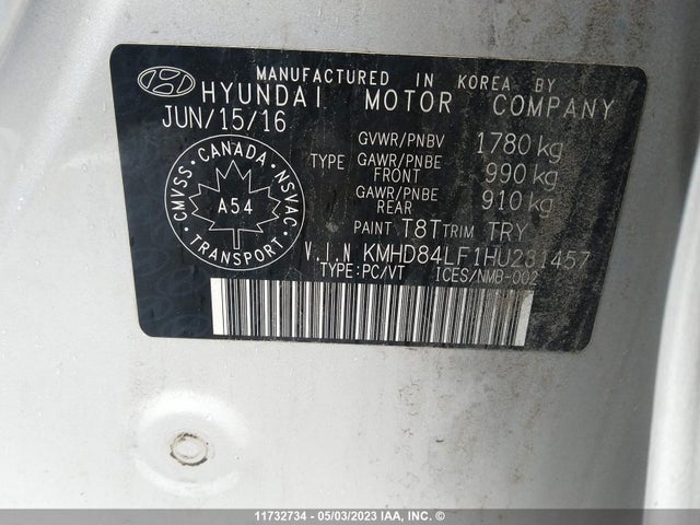 11732734 :رقم المزاد ، KMHD84LF1HU231457 vin ، 2017 Hyundai Elantra Gl مزاد بيع