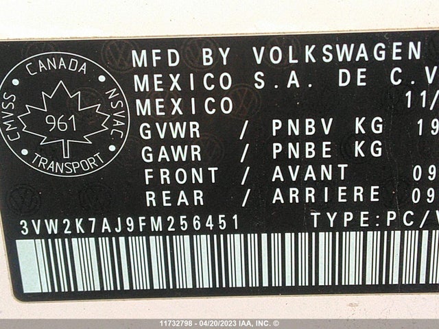 Volkswagen JETTA S 2015 3VW2K7AJ9FM256451 Image 9