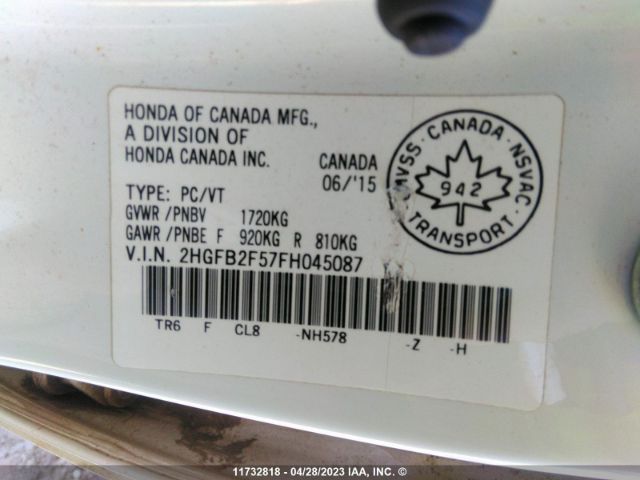 Honda Civic Lx 2015 2HGFB2F57FH045087 Image 10