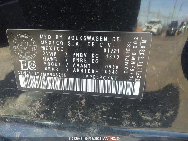 Volkswagen Jetta Comfortline 2021 3VWC57BU3MM035235 Image 11