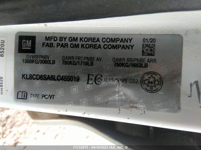 Chevrolet Spark Lt 2020 KL8CD6SA6LC455019 Image 9