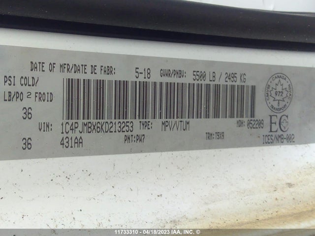 1C4PJMBX6KD213253 Jeep Cherokee Trailhawk