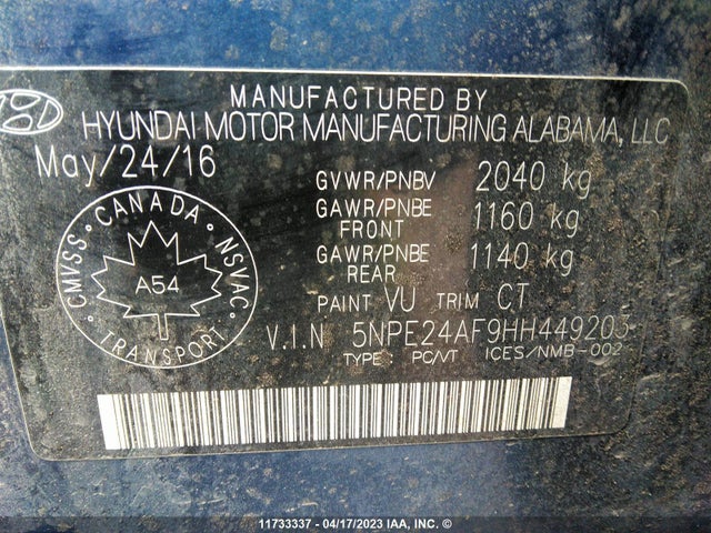 Hyundai SONATA SE 2017 5NPE24AF9HH449203 Image 10