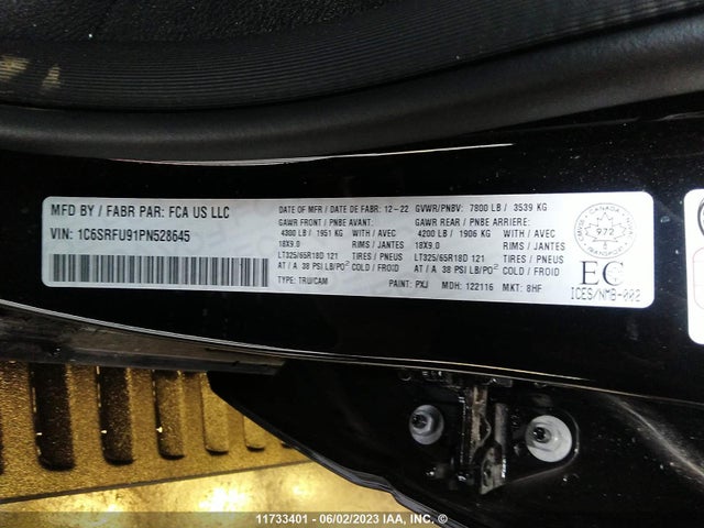 1C6SRFU91PN528645 RAM 1500 Trx