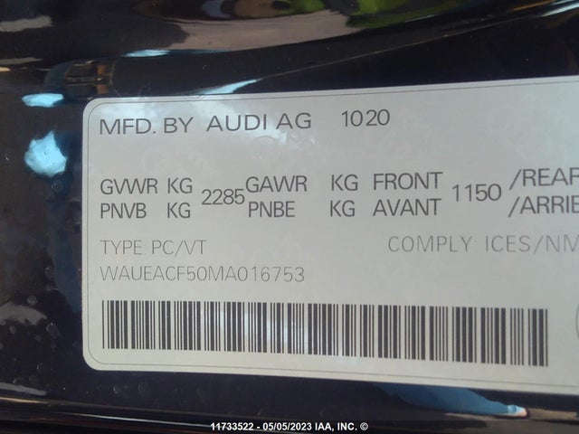 WAUEACF50MA016753 Audi A5 Sportback Technik