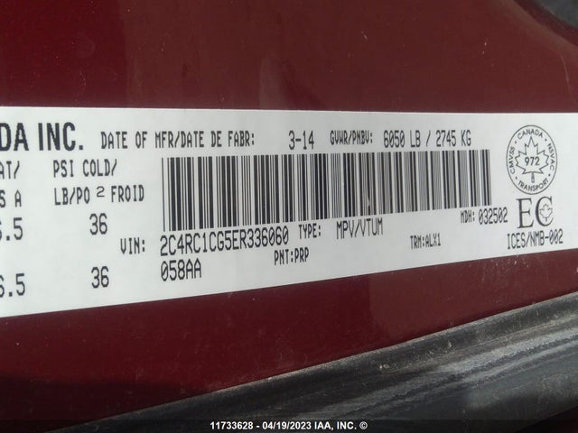 2C4RC1CG5ER336060 Chrysler Town & Country Touring L