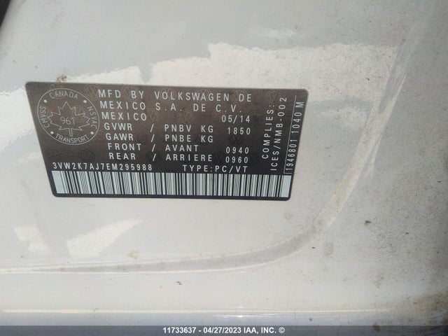 3VW2K7AJ7EM295988 Volkswagen JETTA S