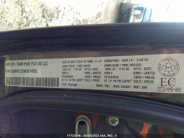 3C6RR7LT5MG614885 RAM 1500 Classic Slt