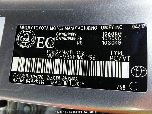 Toyota C-HR XLE 2018 NMTKHMBX8JR011196 Image 11